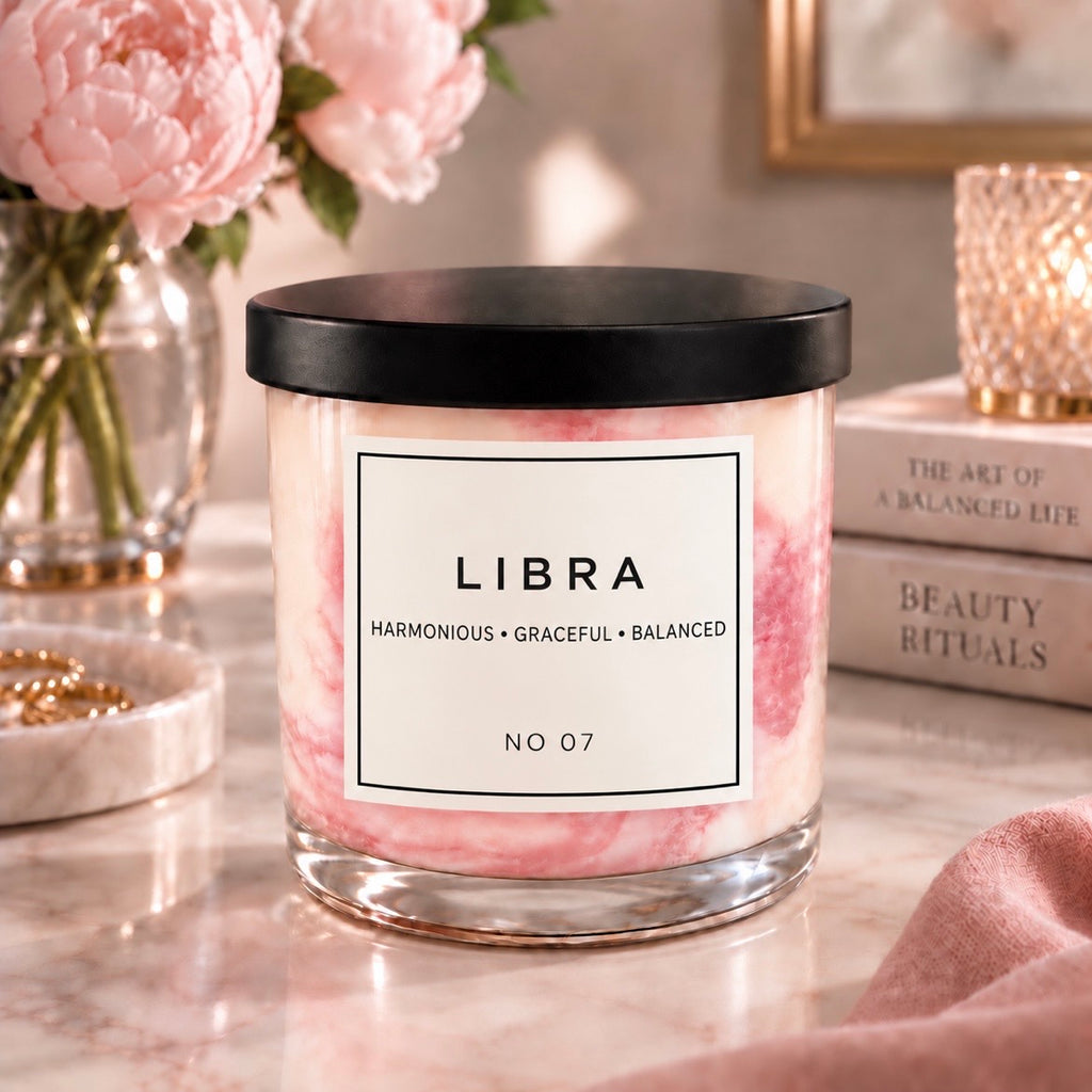 LIBRA Zodiac Marble Candle
