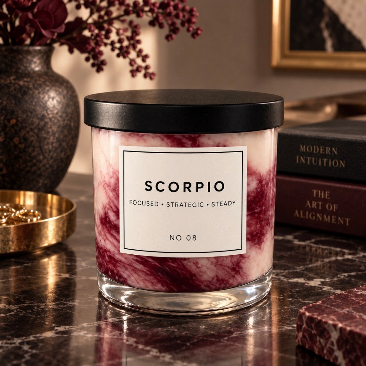 SCORPIO Zodiac Marble Candle
