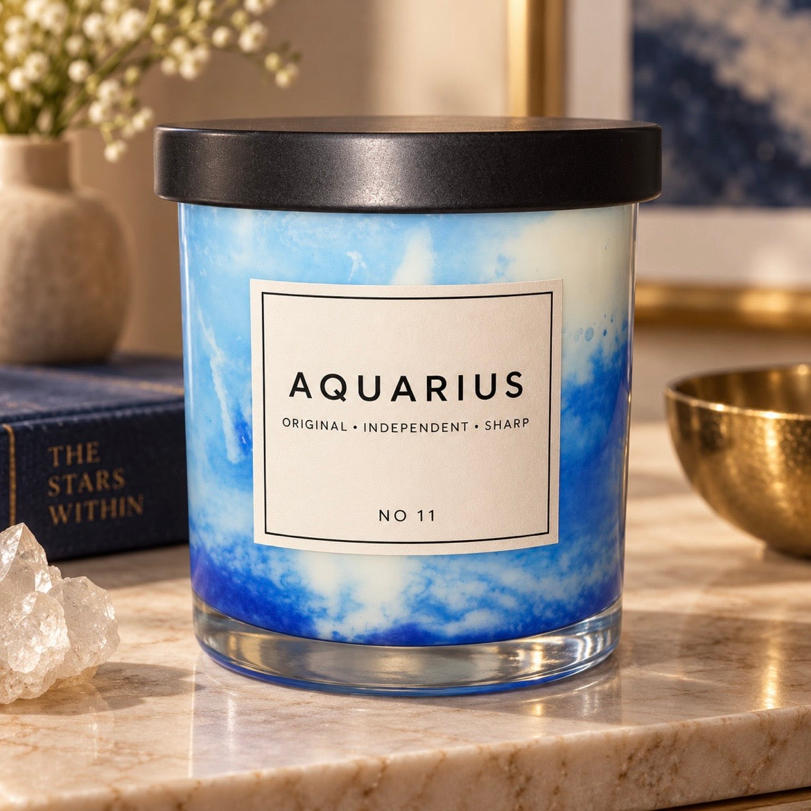 AQUARIUS Zodiac Marble Candle