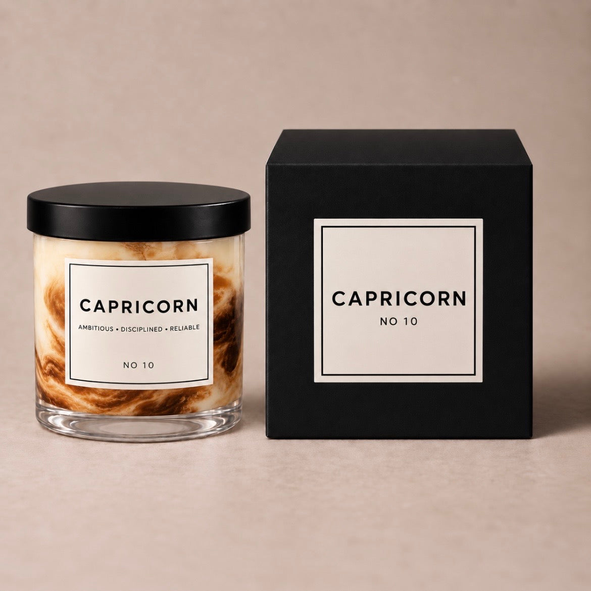 CAPRICORN Zodiac Marble Candle
