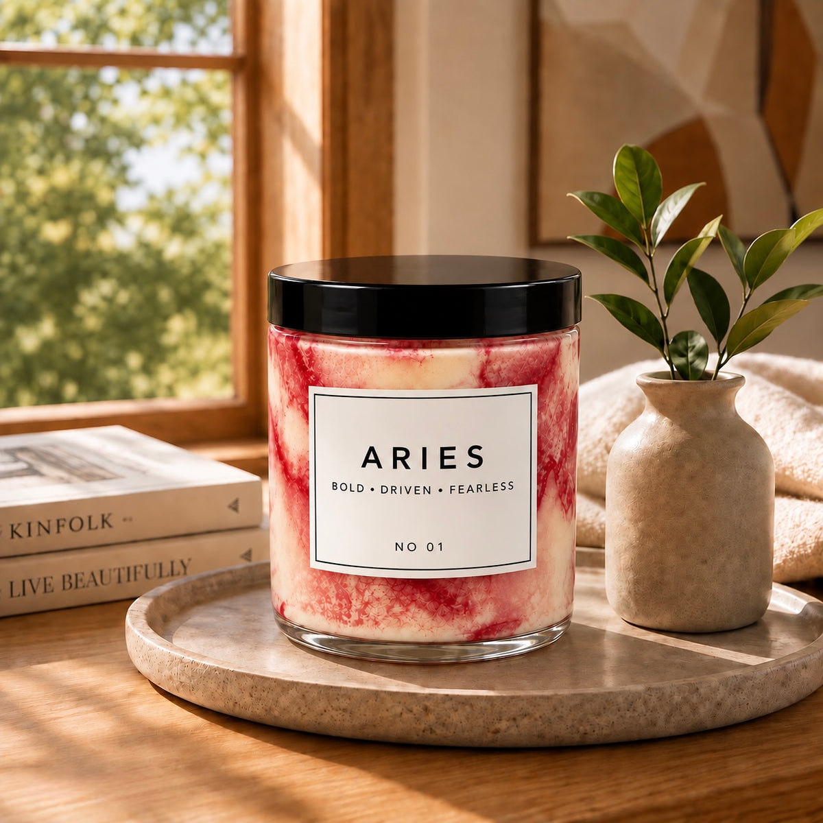 ARIES Zodiac Marble Candle
