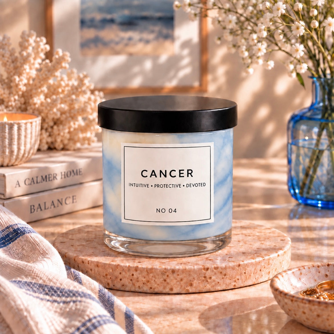 CANCER Zodiac Marble Candle