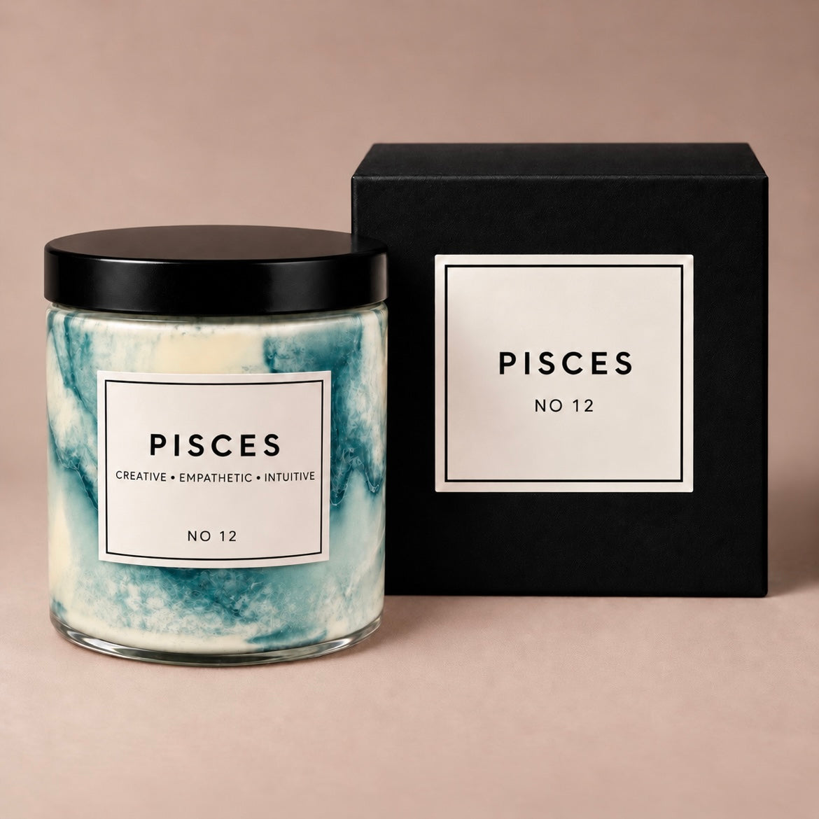 PISCES Zodiac Marble Candle